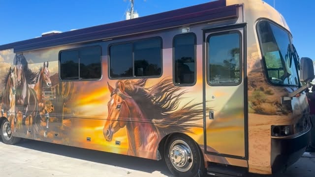 Full bus wrap with custom airbrushed design